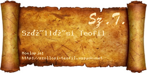 Szőllősi Teofil névjegykártya